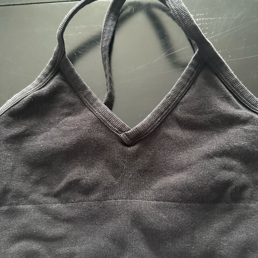 Ribbed black alo bra top